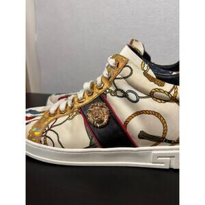 Encore By Fiesso FI-2285 Men’s Beige Lace Up High Top Size 11 Gold Lions Head